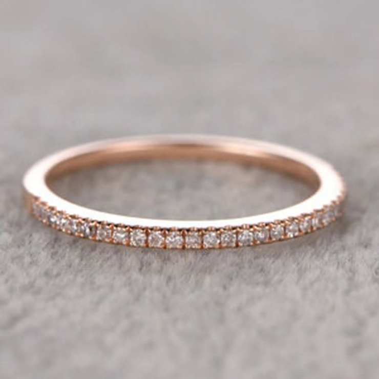 0.25 ct Classic Semi Eternity Wedding Band with Real Diamonds