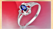 Affordable 1 Carat Blue Sapphire and Moissanite Diamond Engagement Ring White Gold