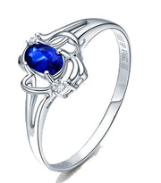 Affordable 1 Carat Blue Sapphire and Moissanite Diamond Engagement Ring White Gold