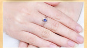 Affordable 1 Carat Blue Sapphire and Moissanite Diamond Engagement Ring White Gold