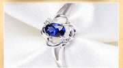 Affordable 1 Carat Blue Sapphire and Moissanite Diamond Engagement Ring White Gold