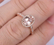 Antique Design 1.25 Carat Peach Pink Morganite Engagement Ring with Diamonds in 10k Rose Gold