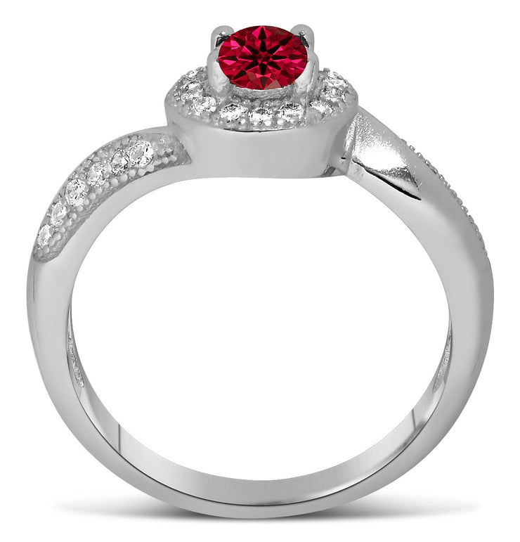 Antique Designer 1 Carat Red Ruby and Moissanite Diamond Engagement Ring for Her in White Gold