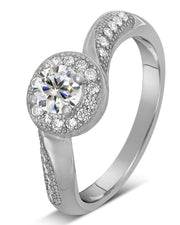 Antique 1.50 Carat Round Diamond and Moissanite Engagement Ring for Her in White Gold