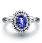 Antique Sapphire and Moissanite Diamond Halo Engagement Ring with 1.25 Carat weight in White Gold