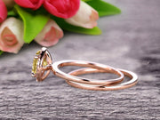 1.25 Carat Round Cut Champagne Diamond Moissanite Engagement Ring with Plain Matching Band On 10k Rose Gold 