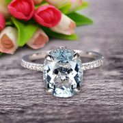 1.50 Carat Oval Cut Aquamarine Engagement Ring on 10k Rose Gold