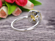 1.25 Carat Cushion Champagne Diamond Moissanite Engagement Ring on 10k White Gold Halo