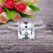 1.25 Carat Cushion Aquamarine Engagement Ring on 10k White Gold