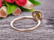 1.25 Carat Round Cut Champagne Diamond Moissanite Engagement Ring On 10k Rose Gold Halo Antique Design