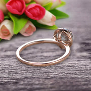 1.25 Carat Round Cut Aquamarine Engagement Ring On 10k Rose Gold Halo Antique Design