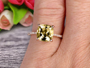 Cushion Cut 1.50 Carat Champagne Diamond Moissanite Engagement Ring Anniversary Gift 10k Rose Gold Curved Basket Under