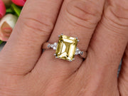 Emerald Cut 1.25 Carat Champagne Diamond Moissanite Engagement Ring Anniversary Gift On 10k White Gold