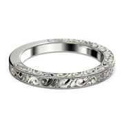 Wedding Ring 0.10 ct Delicate Antique Scroll Moissanite Diamond Wedding Band 18K Gold Over Silver