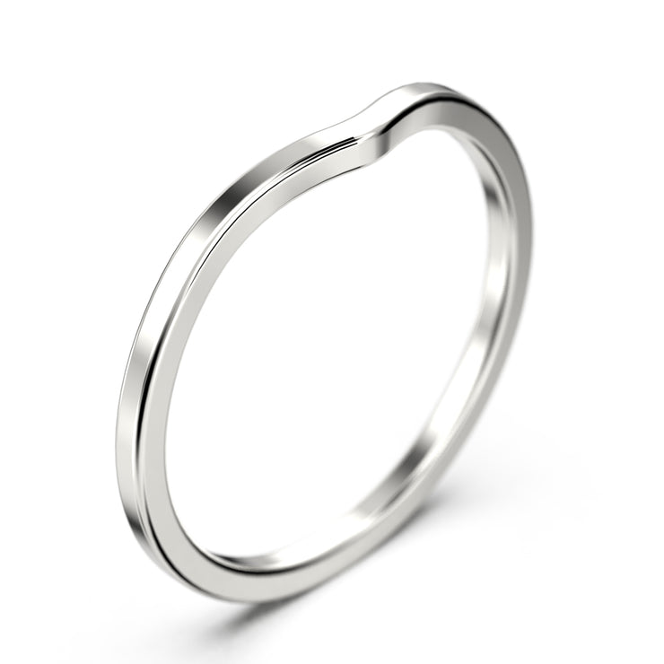 Wedding Band 18K Gold Over Silver Curved Chevron Shape