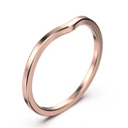 Wedding Band 18K Gold Over Silver Curved Chevron Shape