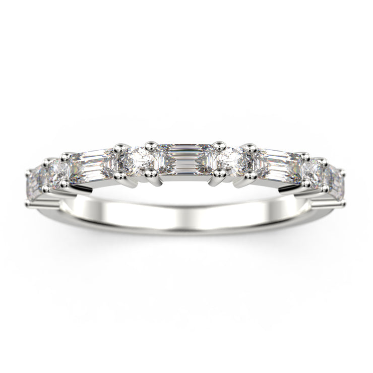 Moissanite Diamond Wedding Band 18K Gold Over Silver