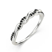 Minimalist 0.22 Ct 1mm Round Cut 10K/14K/18K Solid Gold Twisted Vine Black Diamond Moissanite Ring