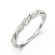 Minimalist 0.22 Ct 1mm Round Cut 10K/14K/18K Solid Gold Twisted Vine Diamond Moissanite Ring