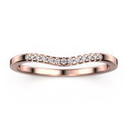 Wedding Ring 0.15 Ct Petite Curved Moissanite Diamond 10K/14K/18K Solid Gold Wedding Band