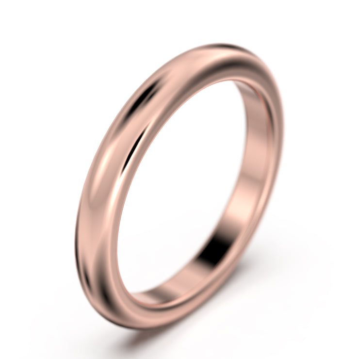 Comfort Fit 3mm Wedding Band 18K Gold Over Silver