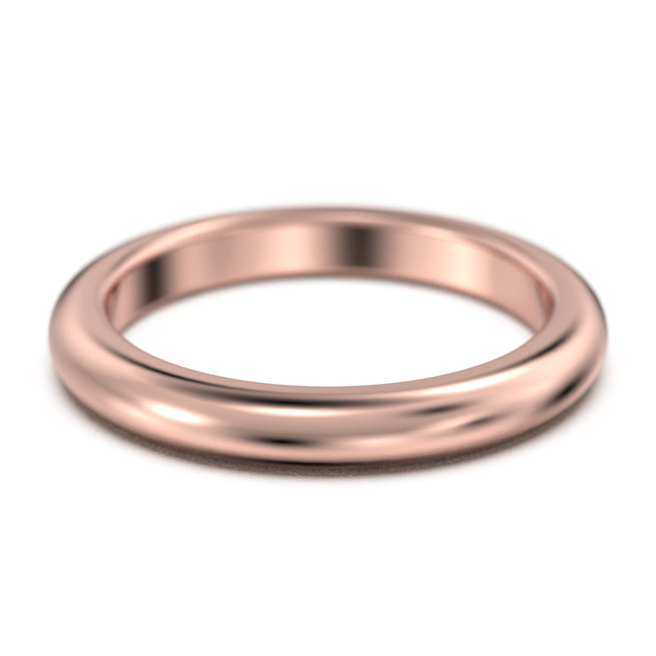 Comfort Fit 3mm Wedding Band 18K Gold Over Silver