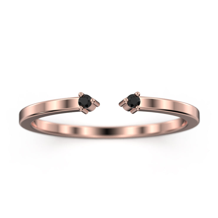 Matching Band 0.04 Ct Black Diamond Moissanite Open Cap 10K/14K/18K Solid Gold Wedding Band