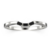 Tapered Baguette 0.12 Ct Black Diamond Moissanite Ring 10K/14K/18K Solid Gold Matching Band