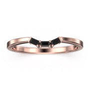 Tapered Baguette 0.12 Ct Black Diamond Moissanite Ring 10K/14K/18K Solid Gold Matching Band