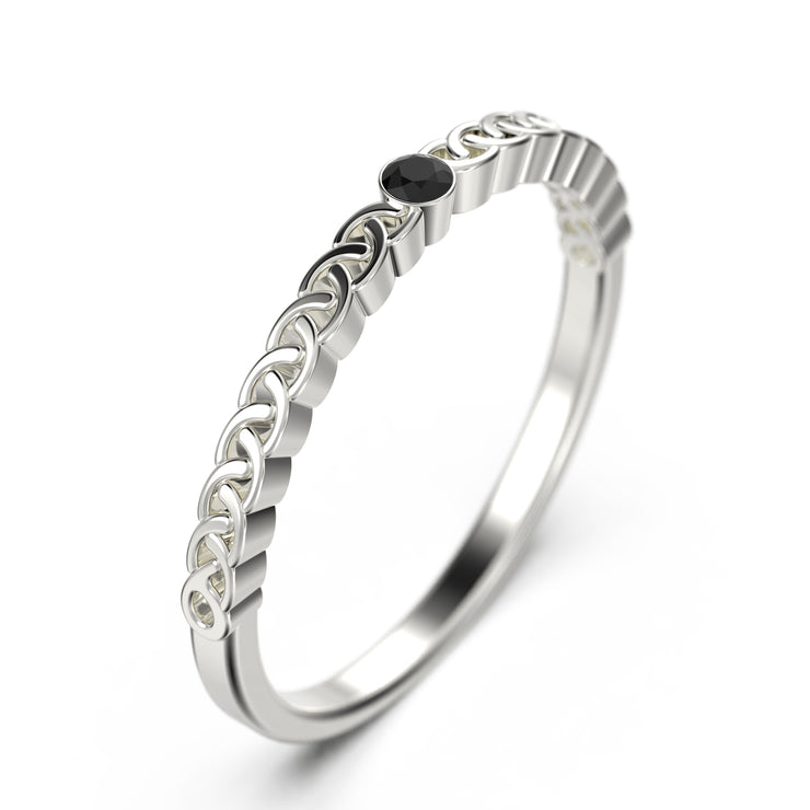Black Diamond Moissanite 0.05 Ct Twist Wedding Ring 18K Gold Over Silver