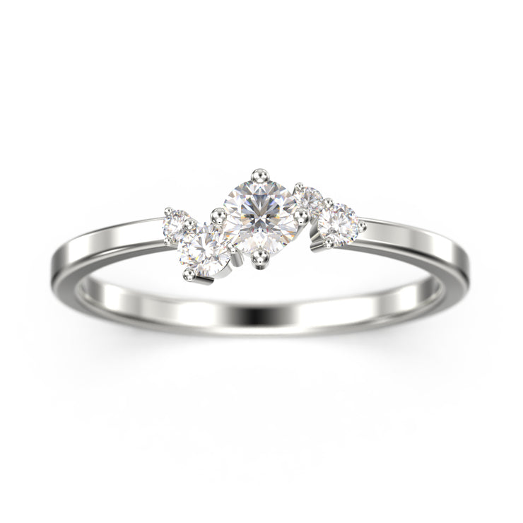 Minimalist Moissanite Diamond Ring 18K Gold Over Silver