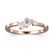 Minimalist Moissanite Diamond Ring 18K Gold Over Silver