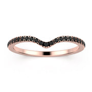 Matching Band 1.1mm Round Cut 25 Stones Black Diamond Moissanite Wedding Band 10K/14K/18K Solid Gold