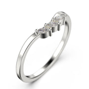 Wedding Band 0.12 Ct Diamond Moissanite Ring Three Marquise Stones 10K/14K/18K Solid Gold