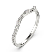 Marquise and Round Cut 0.48 ct Moissanite Diamond 18K Gold Over Silver Wedding Band