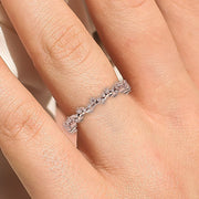 Anniversary Gift 0.50 Ct Moissanite Diamond Lace Edge Ring 10K/14K/18K Solid Gold Wedding Band