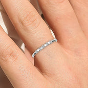 Anniversary Gift 0.26 ct Moissanite Diamond 18K Gold Over Silver Morse Code Rings