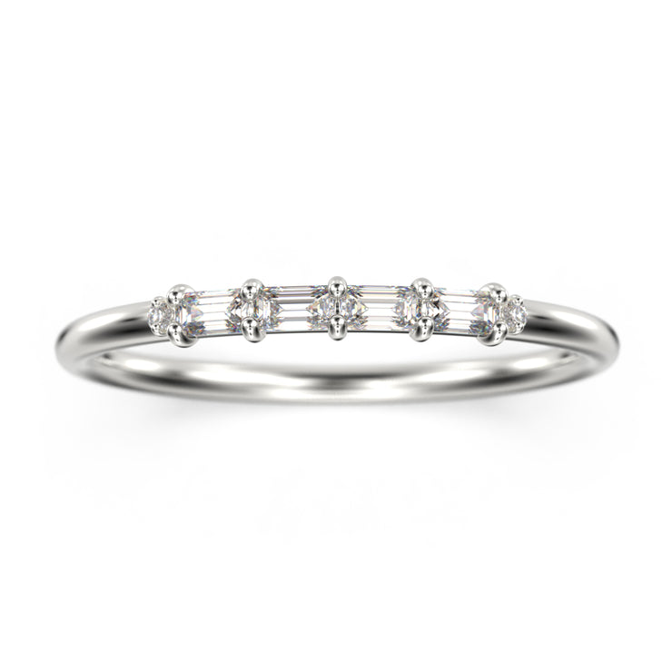 Anniversary Gift 0.26 ct Moissanite Diamond 18K Gold Over Silver Morse Code Rings