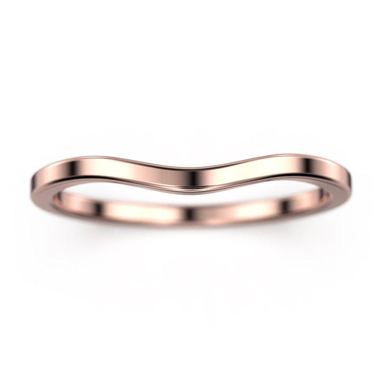 Wedding ring 18K Gold over silver curved wedding band