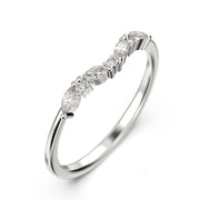 Minimalist 0.19 Ct Marquise And Round Diamond Moissanite 10K/14K/18K Solid Gold Wedding Band