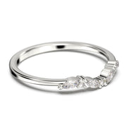 Minimalist 0.19 ct marquise and round diamond moissanite 18K Gold over silver wedding band