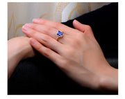 Beautiful 2 Carat Blue Sapphire and Moissanite Diamond Engagement Ring in Rose Gold