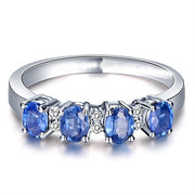 Beautiful Sapphire and Moissanite Diamond Engagement Ring on White Gold