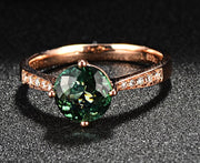 Classic 1 Carat Green Emerald and Moissanite Diamond Rose Gold Engagement Ring for Women