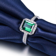 Classic 1.50 Carat Emerald and Moissanite Diamond Engagement Ring in White Gold