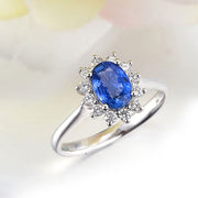 Exquisite Sapphire and Moissanite Diamond Engagement Ring