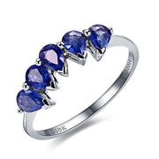 Exquisite Sapphire Moissanite Diamond Engagement Ring on 10k White Gold