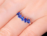 Exquisite Sapphire Moissanite Diamond Engagement Ring on 10k White Gold