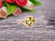 Staggering Looking Cushion Cut Champagne Diamond Moissanite Engagement Ring 10k Rose Gold Halo Wedding Ring Anniversary Promise Surprisingly Ring