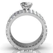 Huge 3 Carat Trio Diamond and Moissanite Wedding Bridal Set on Closeout Sale Limited Time